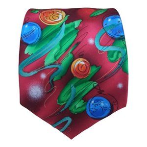 JERRY GARCIA Red Art Silk Blend Tie 61"/ 3.6" EC